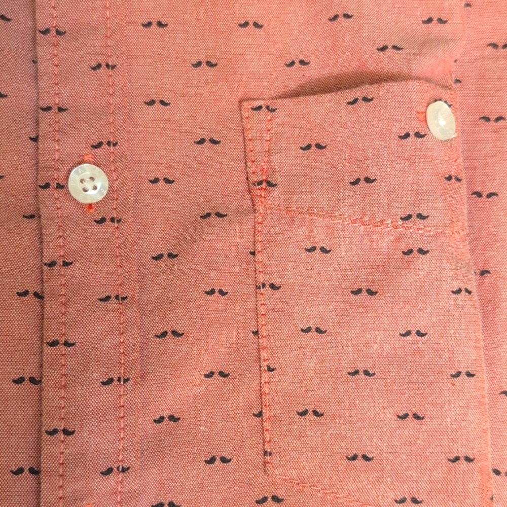 Fun mustache print party shirt, size L, pink